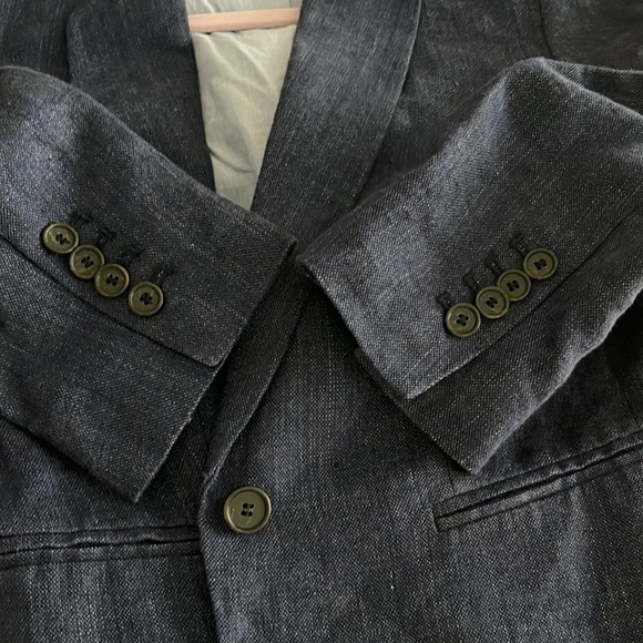 Ann Taylor blue linen blazer with cotton lining - Picture 8 of 9